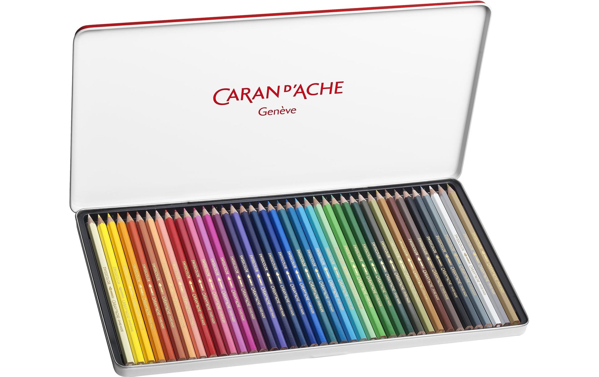 Caran d-Ache Caran d'Ache Aquarellfarbstifte Swisscolor Aquarelle – 40 Farben, im Metalletui, Ø 2,8 mm, FSC