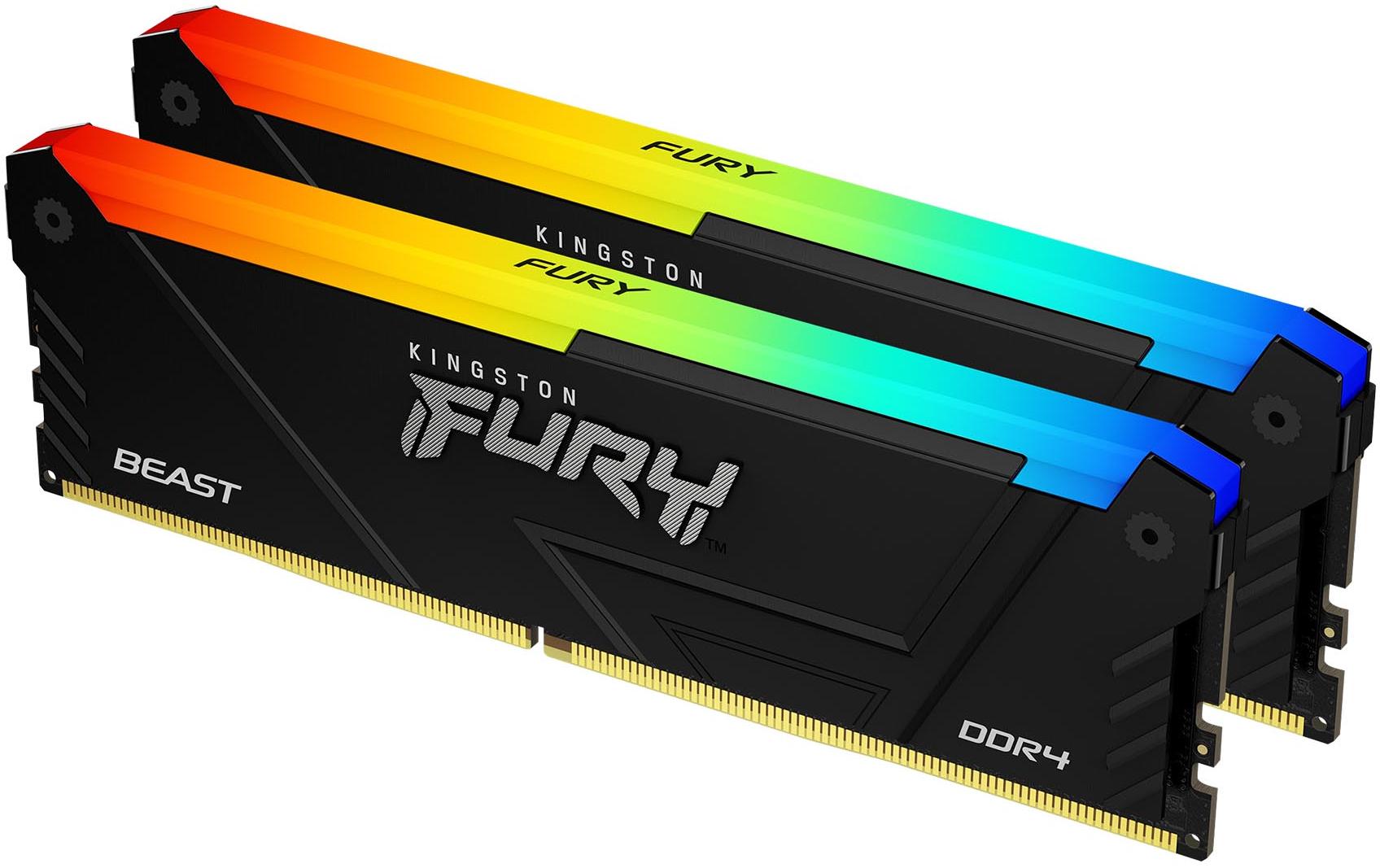 Kingston Technology Kingston FURY Beast RGB – 32 GB (2×16 GB), DDR4 3600 MT/s, CL18, 288-poliger DIMM