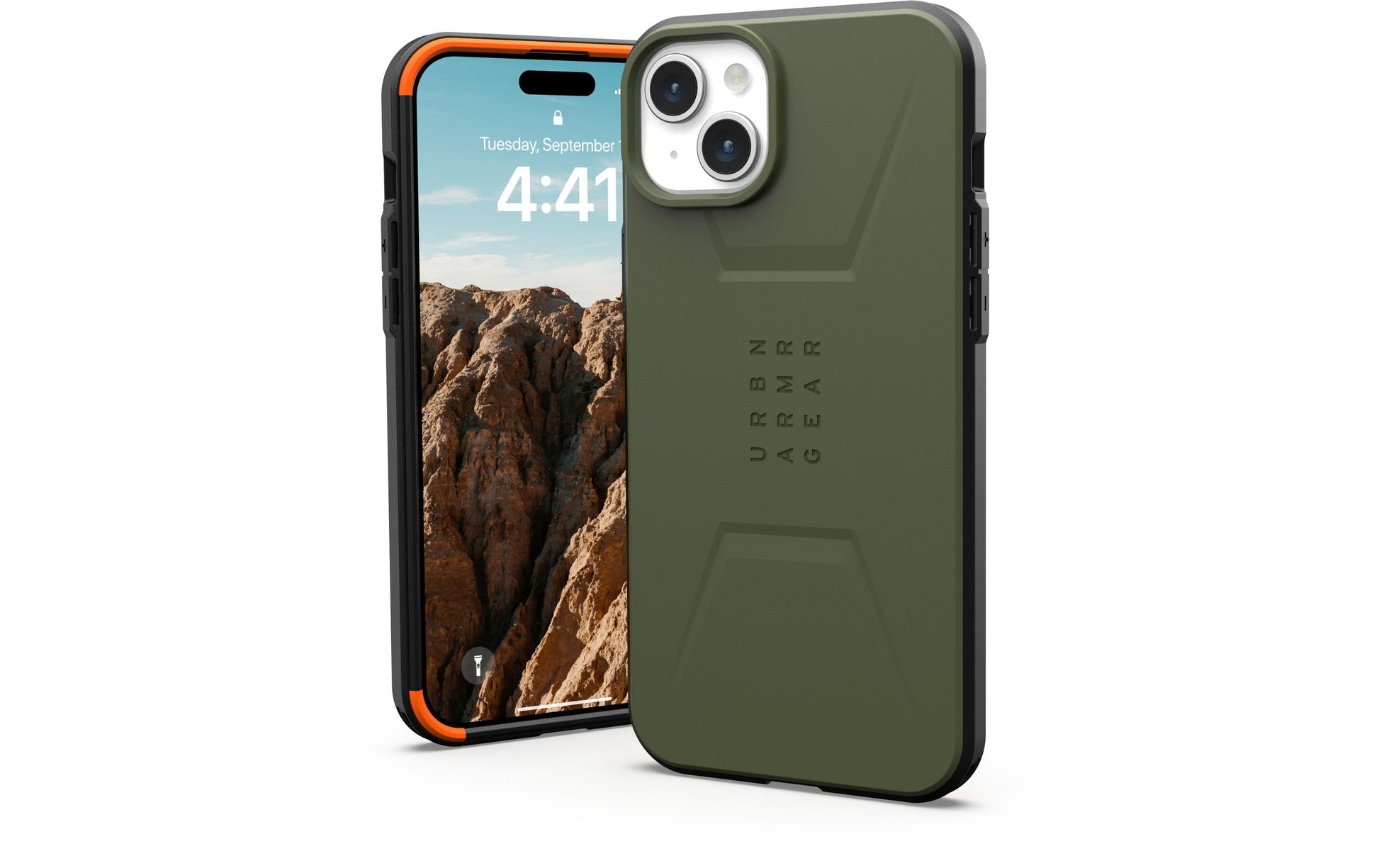 Urban Armor Gear UAG – Backcover Civilian – für Apple iPhone 15 Plus – Olivgrün – MagSafe-kompatibel