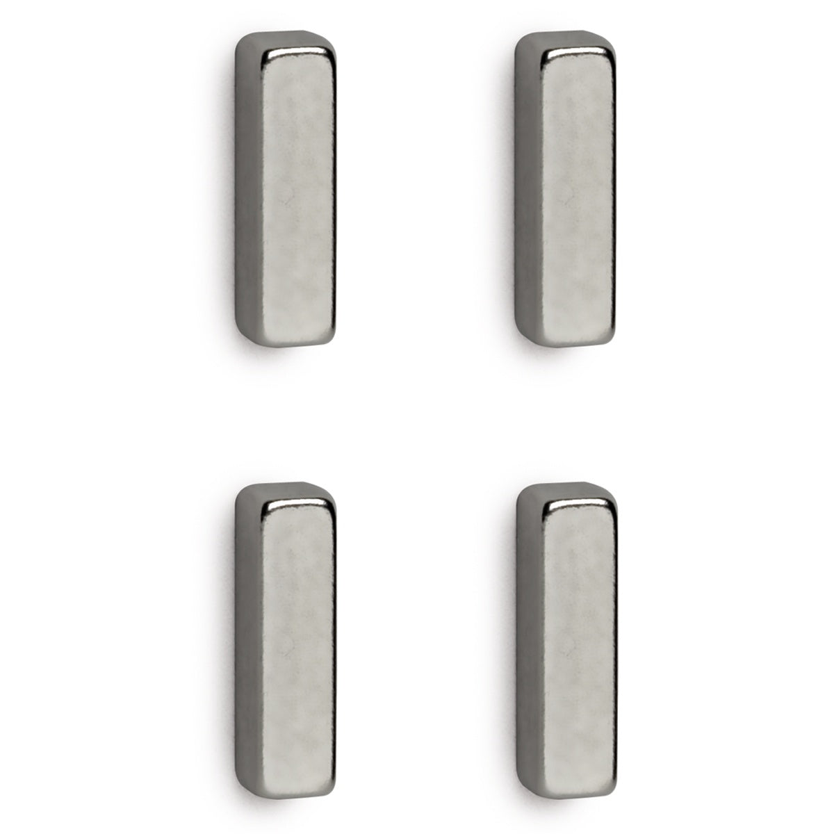 MAUL Tafelmagnete (Stab) – 15 × 4 × 4 mm – 4 Stück, Nickel, Neodym