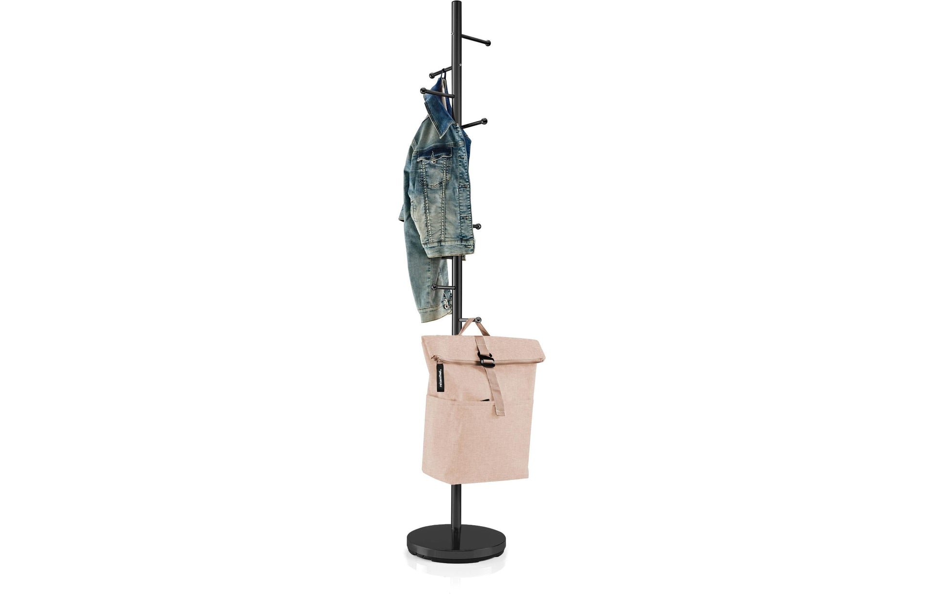 Reisenthel Garderobenständer – Verchromter Stahl, Schwarz, 172 cm, 8 Haken