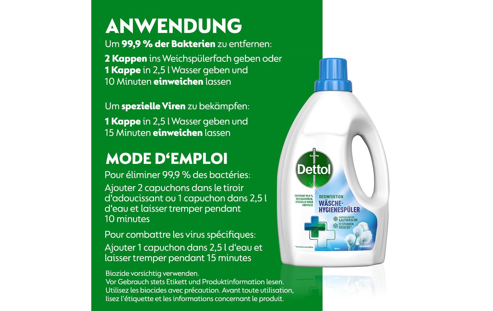 Dettol Desinfektions-Waschmittel für Universal – Frisch – 1,5 l – desinfizierend