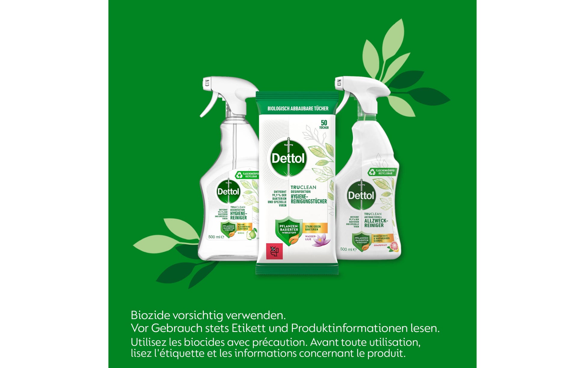 Dettol Tru Clean Allzweckreiniger – Wasserlilie, Tücher – 50 Stk.