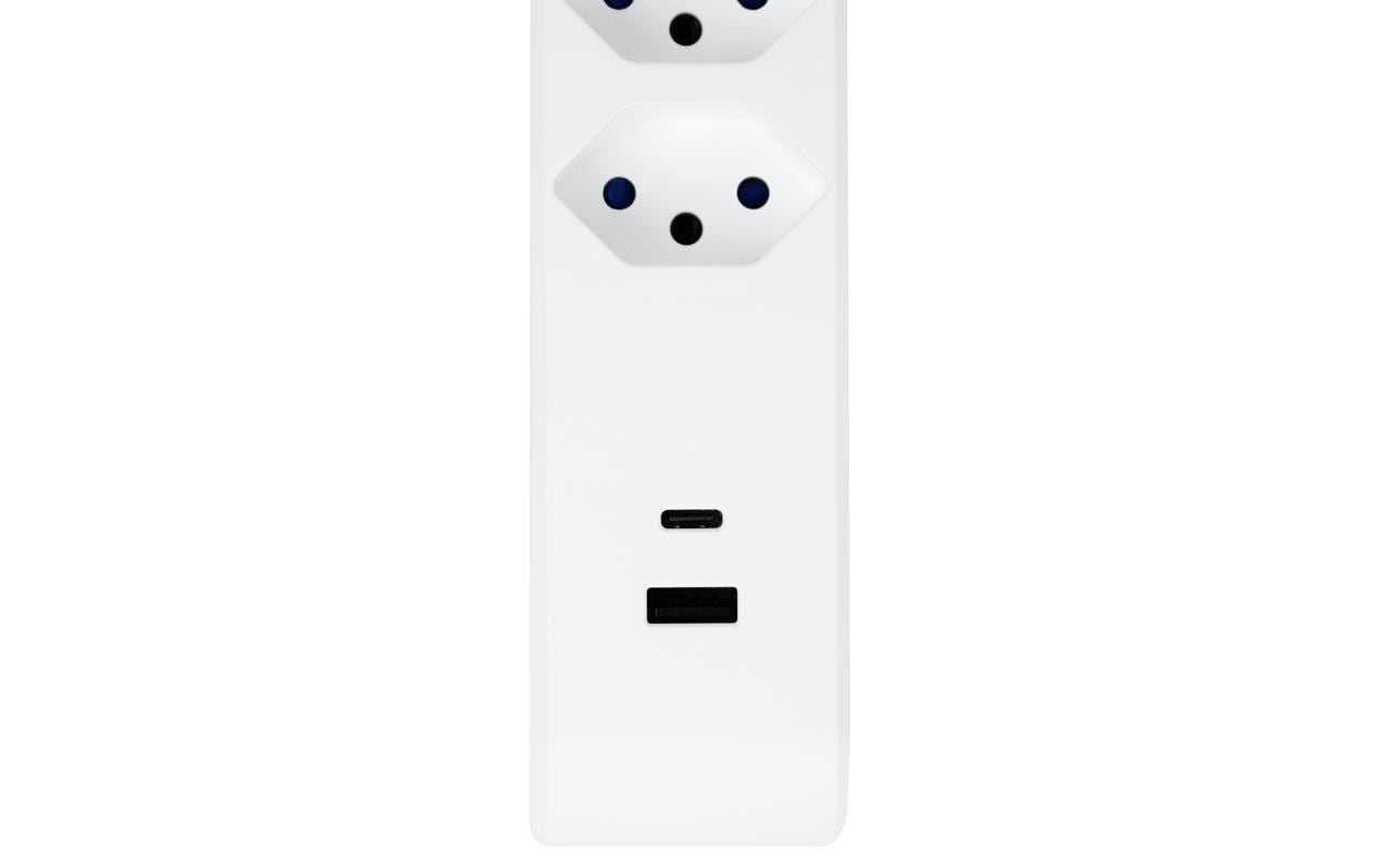 Steffen Standard Steckdosenleiste, 3×T13, 1×USB‑A 18 W + 1×USB‑C PD 20 W, mit Schalter, 3 m – Weiss