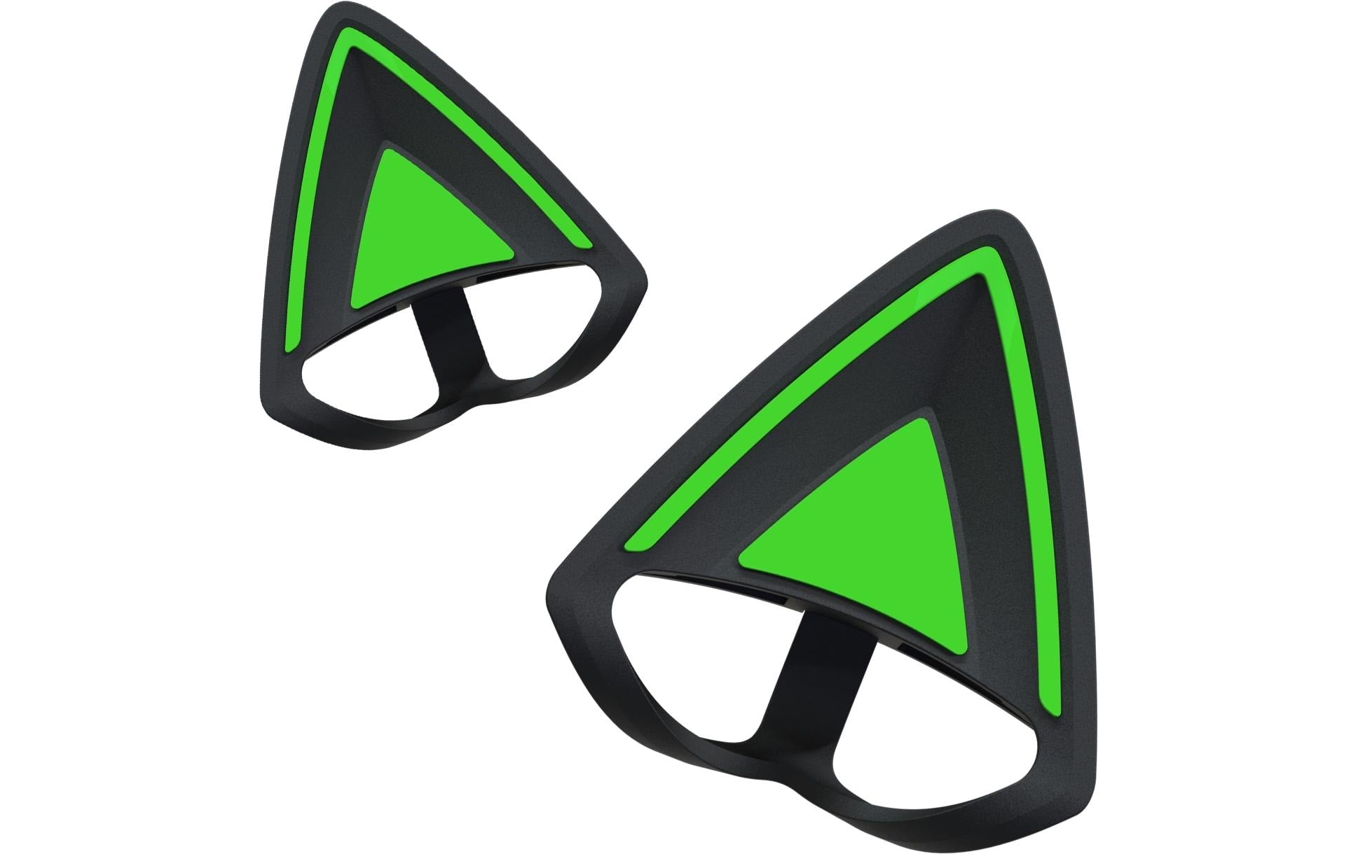 Razer Kitty Ears V2 – Modifikations-Satz – Silikon, Schwarz/Grün – 2er-Set