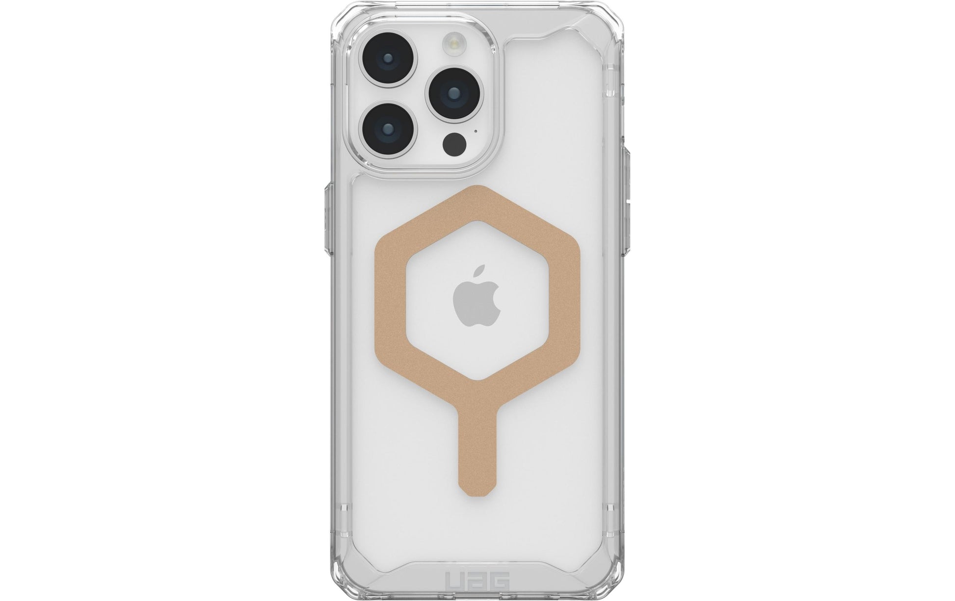 Urban Armor Gear UAG Plyo – Rückcover – für Apple iPhone 15 Pro Max – MagSafe, PC+TPU, Transparent/Gold, bis 4,8 m sturzsicher