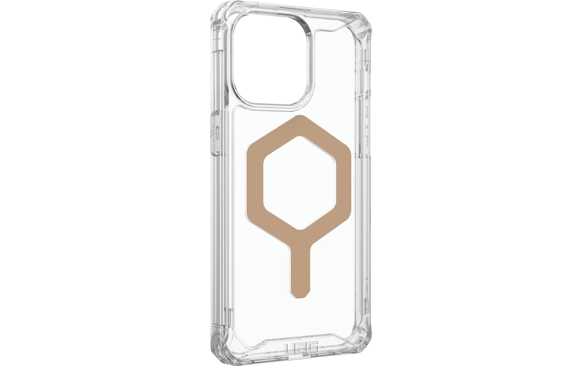Urban Armor Gear UAG Plyo – Rückcover – für Apple iPhone 15 Pro Max – MagSafe, PC+TPU, Transparent/Gold, bis 4,8 m sturzsicher