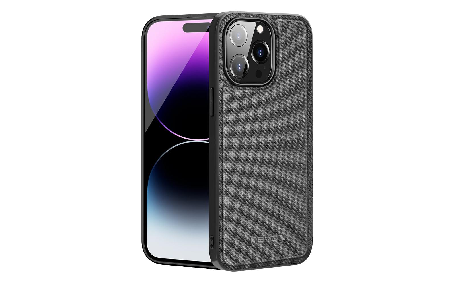 nevox StyleShell Nylo Backcover – für Apple iPhone 15 Pro Max, Nylon+PC+TPU, schwarz