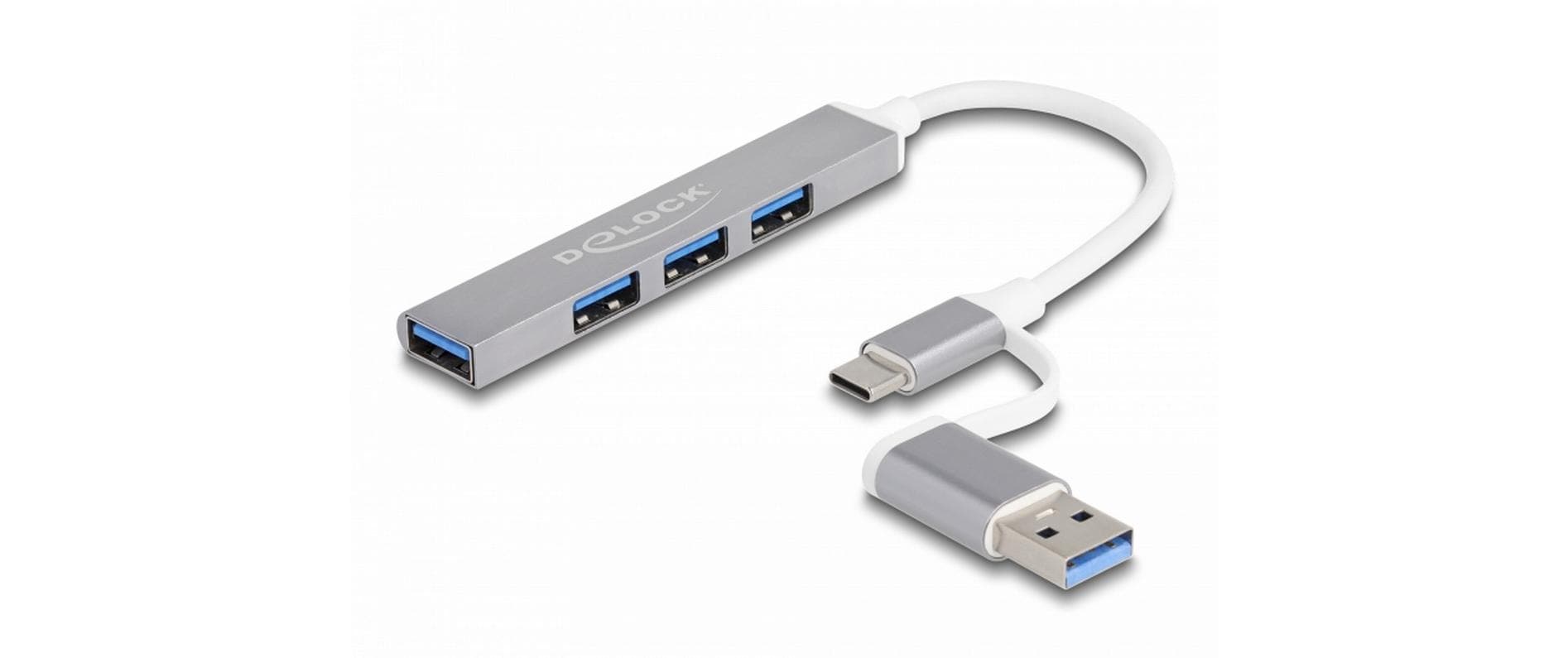 DeLOCK USB-Hub – USB-C, 3× USB-A, 1× USB-A (5 Gbit/s), für Windows/Mac/ChromeOS