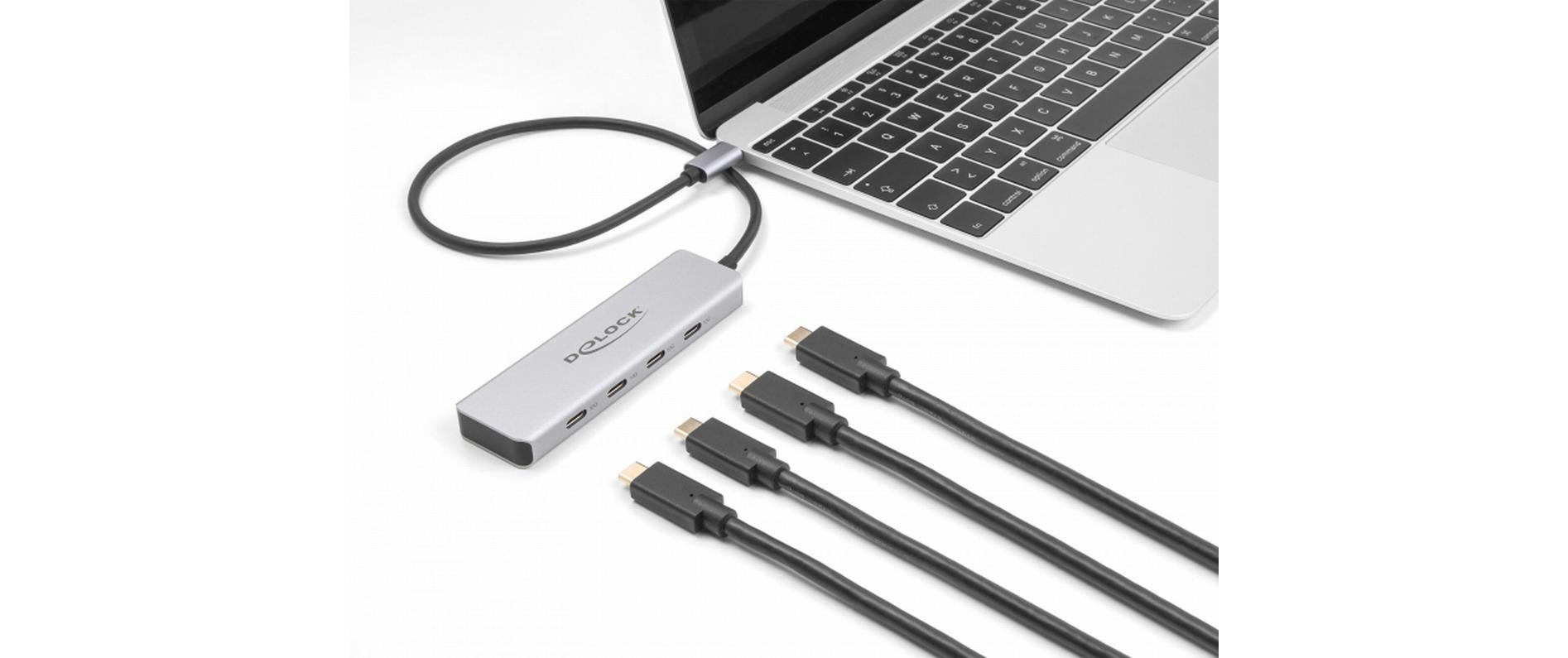 DeLOCK USB-Hub – 4× USB-C (10 Gbit/s), für Windows/Mac/ChromeOS