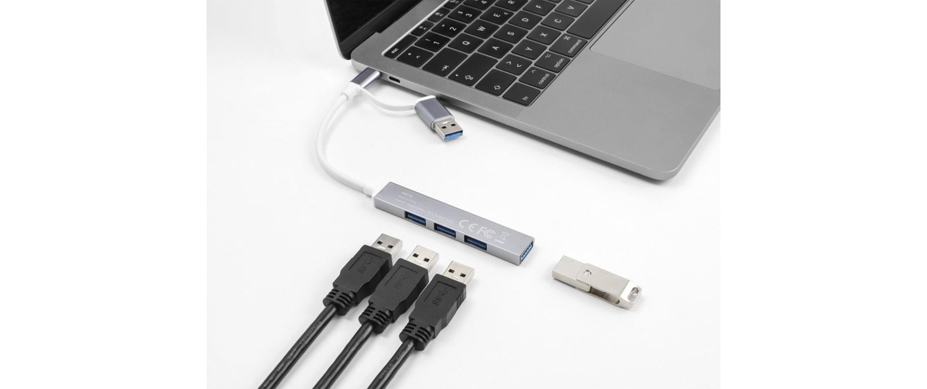 DeLOCK USB-Hub – USB-C, 3× USB-A, 1× USB-A (5 Gbit/s), für Windows/Mac/ChromeOS