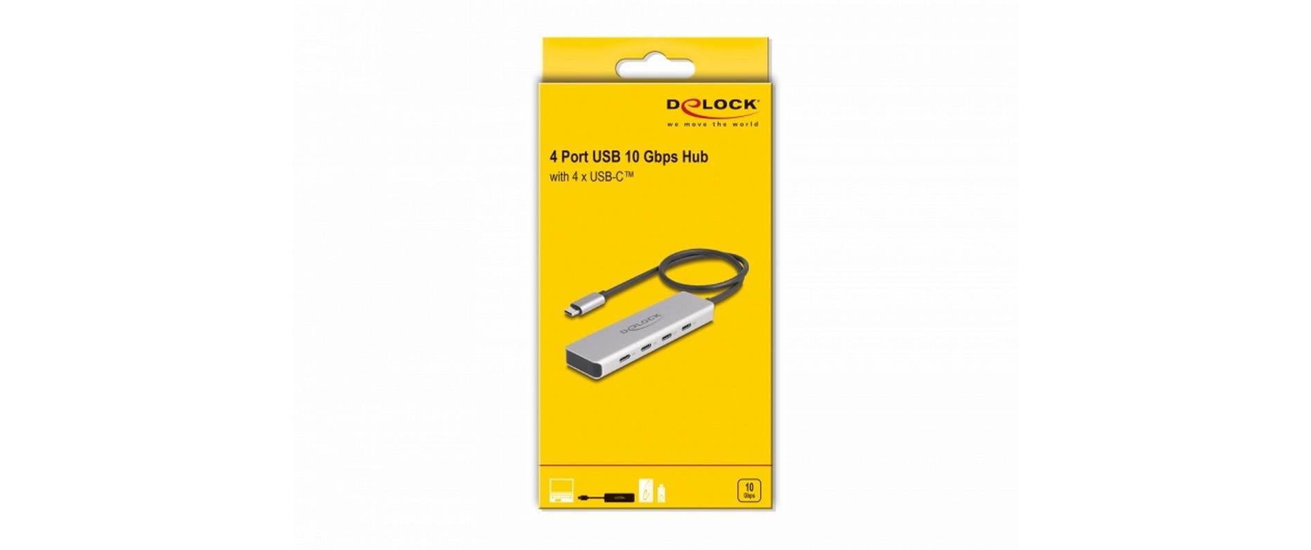 DeLOCK USB-Hub – 4× USB-C (10 Gbit/s), für Windows/Mac/ChromeOS