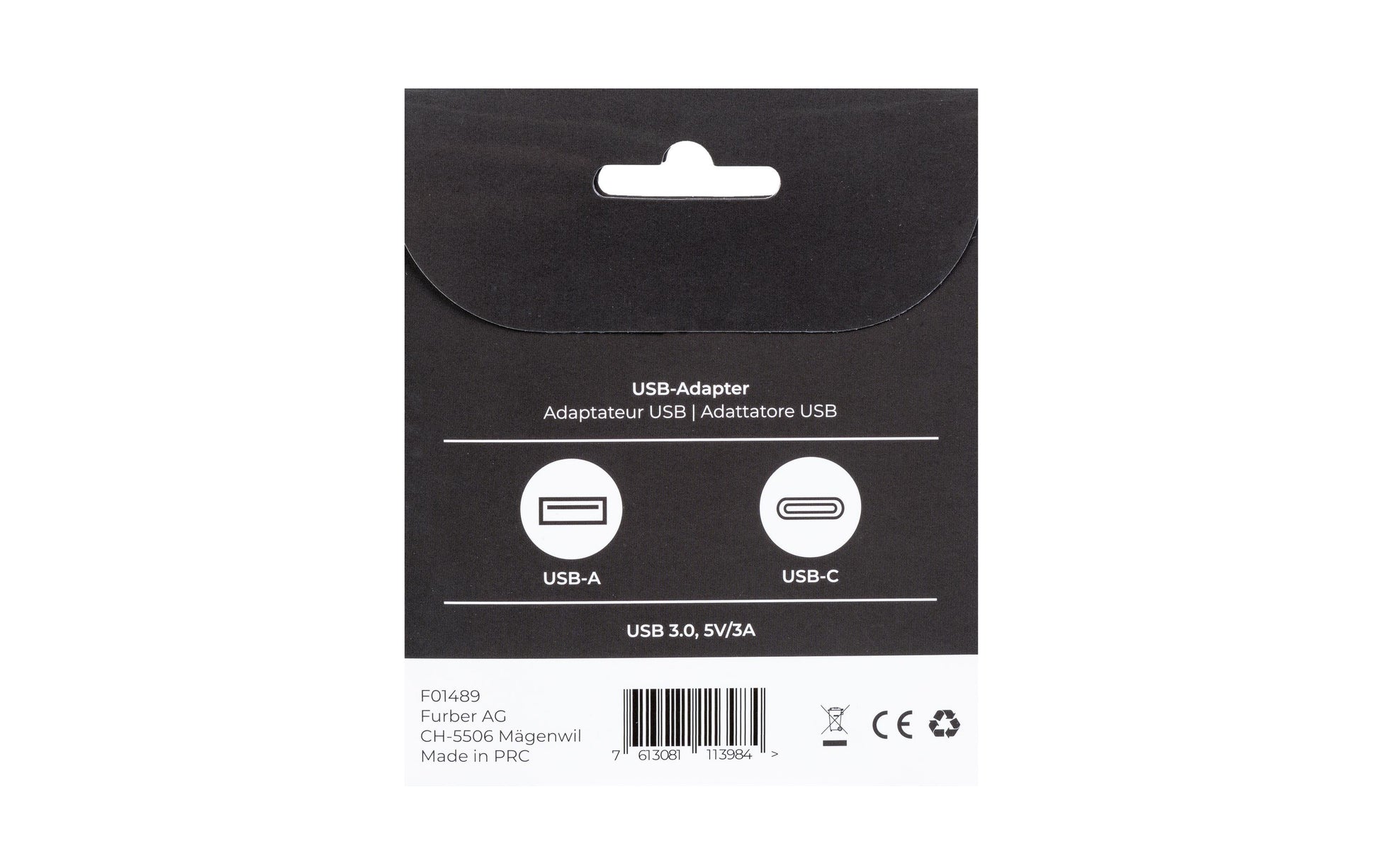 ONIT F01489 Adapter USB-A zu USB-C – USB 3.2 Gen 2 (10 Gbit/s), Aluminium, Goldkontakte, Schwarz/Grau