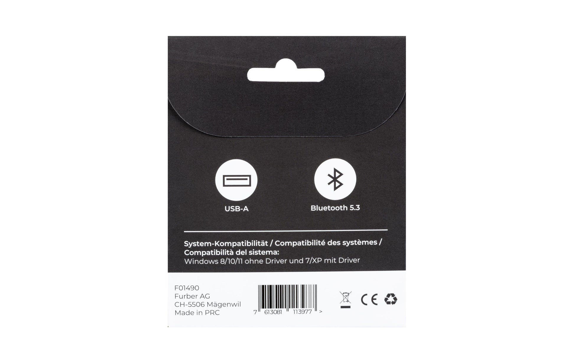 ONIT F01490 USB-Bluetooth-Adapter – Bluetooth 5.3, USB-A, bis 20 m, für Windows 10/11/8.1 – Schwarz/Grau