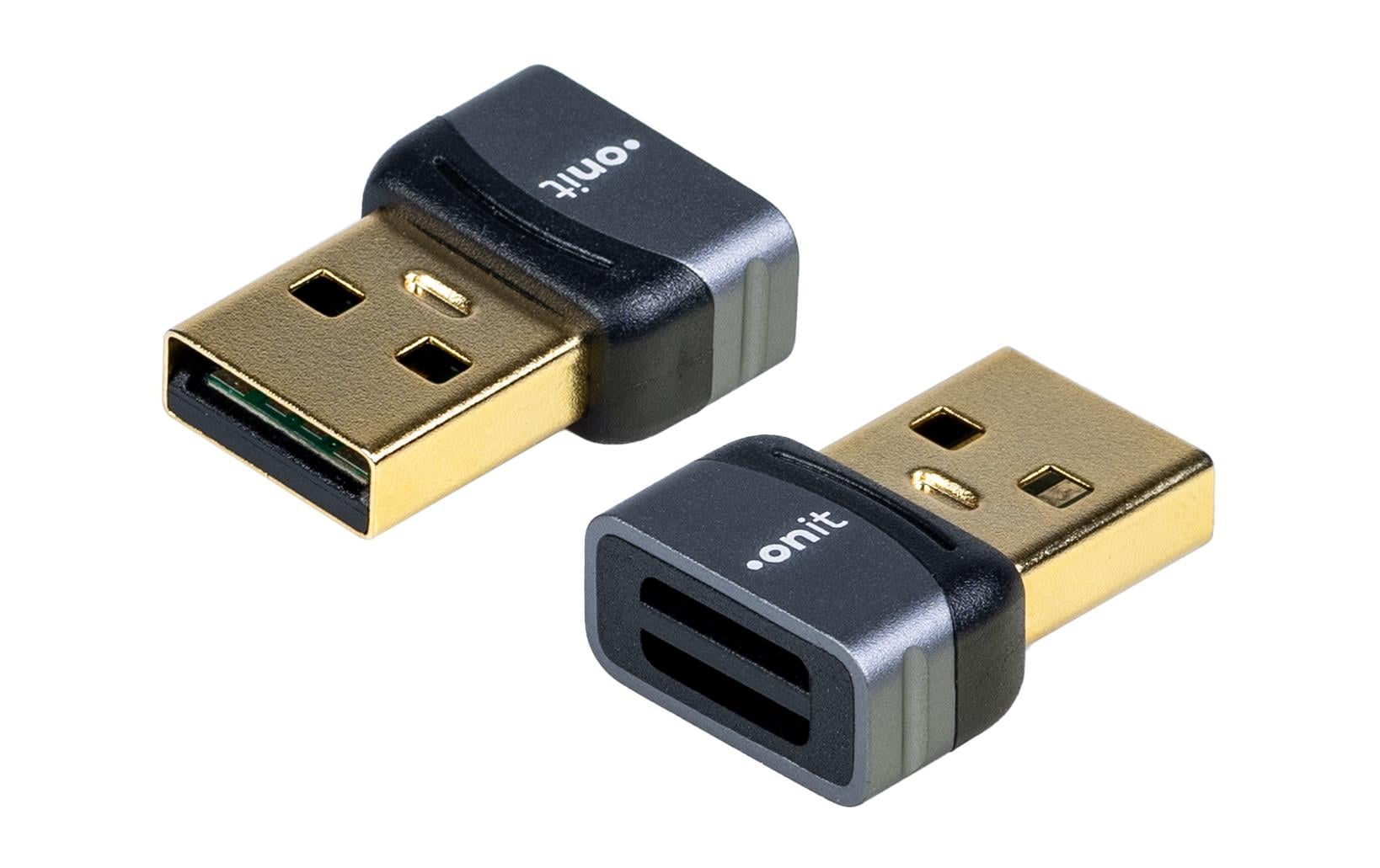 ONIT F01490 USB-Bluetooth-Adapter – Bluetooth 5.3, USB-A, bis 20 m, für Windows 10/11/8.1 – Schwarz/Grau
