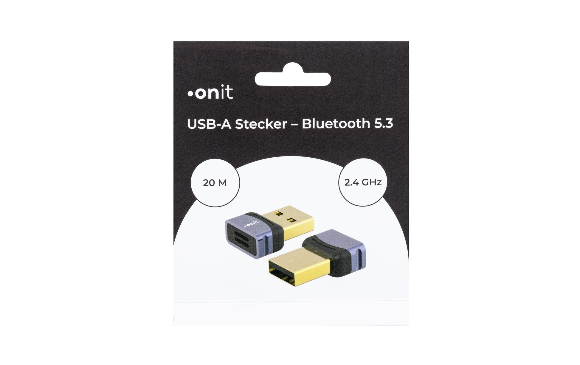 ONIT F01490 USB-Bluetooth-Adapter – Bluetooth 5.3, USB-A, bis 20 m, für Windows 10/11/8.1 – Schwarz/Grau