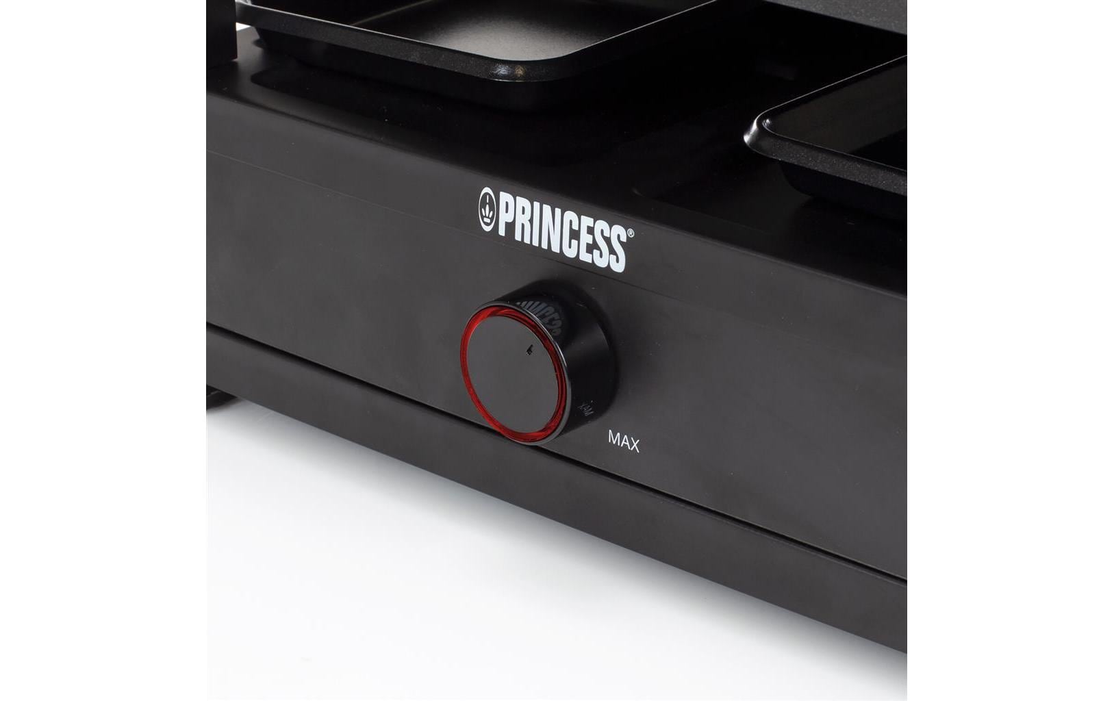 Princess Raclette-Grill 162655 – 8 Personen, 1300 W, Aluminium-Grillplatte – schwarz matt