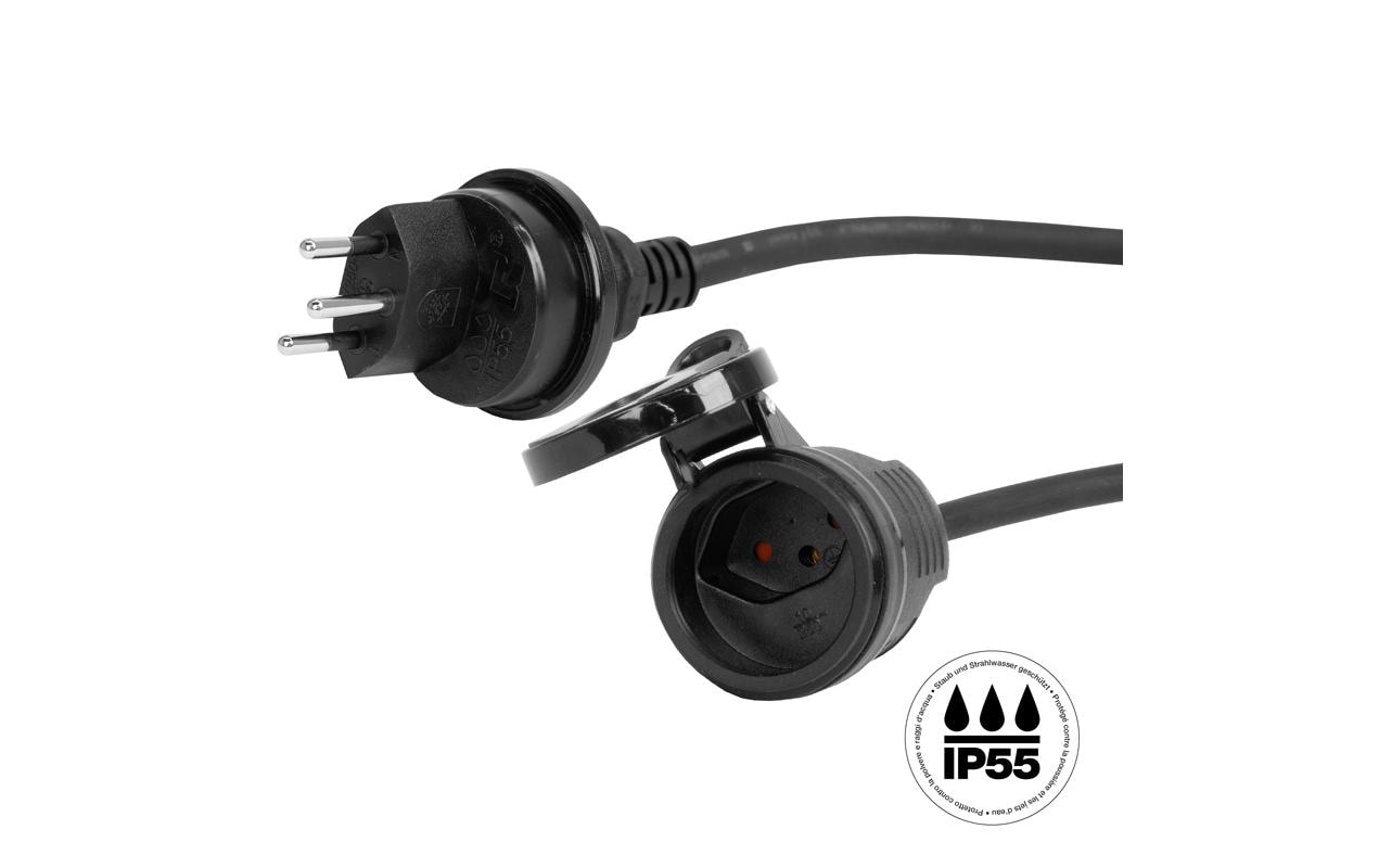Steffen Verlängerungskabel, T13–T13, 3 m, IP55, 1,5 mm², H07RN-F 3G – Schwarz