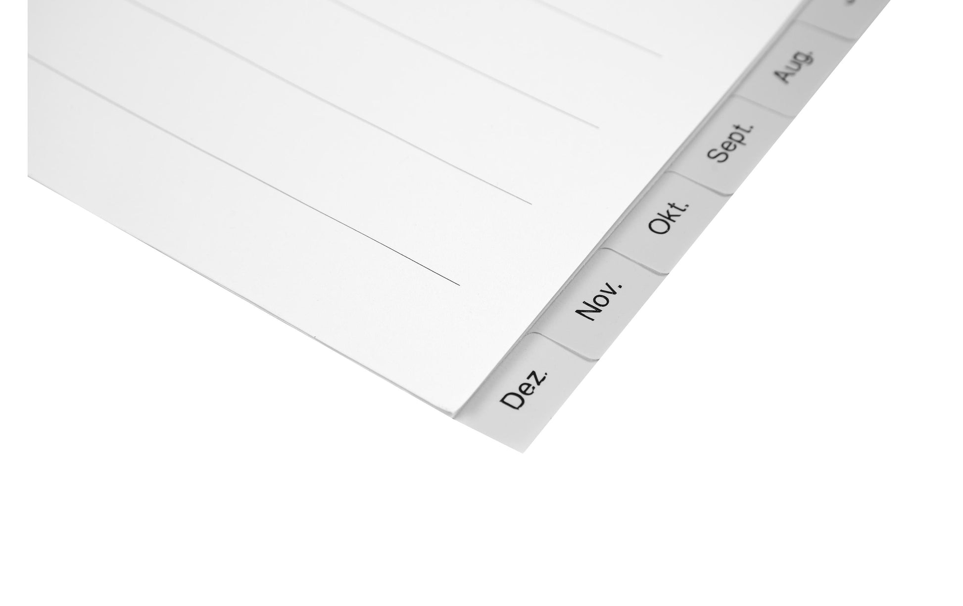 Biella Register A4 hoch – Monate Jan.–Dez., 12 Taben, PP grau