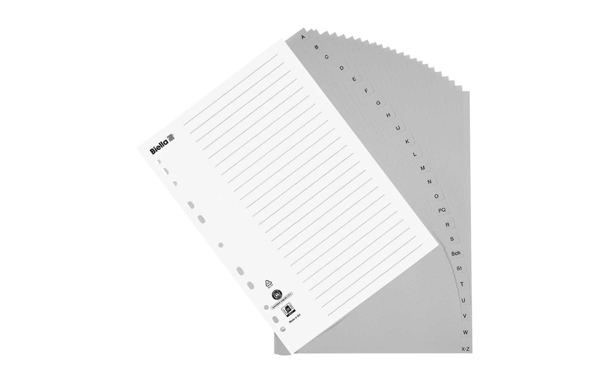 Biella Register A4 – alphabetisch A–Z, 24 Taben, PP grau