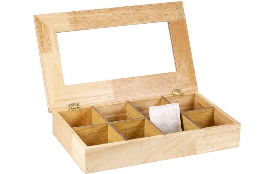 Kadastar Teebeutelbox Bambus, 8 Fächer, 33,5 × 20,3 × 6 cm