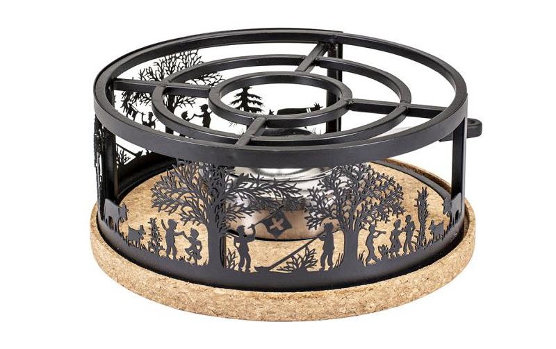 Kadastar Bergchilbi – Rechaud Ø 22 cm, Edelstahl/Kork, mit Pastenbrenner, schwarz