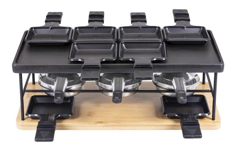 Kadastar Raclette-Kombination Flame 100720 – 8 Personen, 8 Pfännchen, Metall-Grill – Schwarz