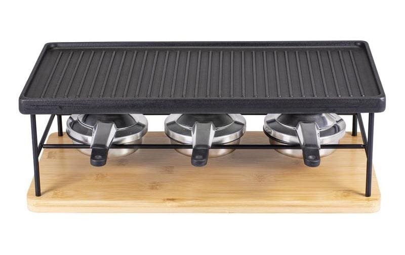 Kadastar Raclette-Kombination Flame 100720 – 8 Personen, 8 Pfännchen, Metall-Grill – Schwarz
