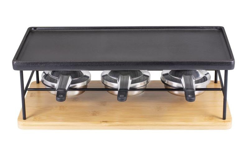 Kadastar Raclette-Kombination Flame 100720 – 8 Personen, 8 Pfännchen, Metall-Grill – Schwarz