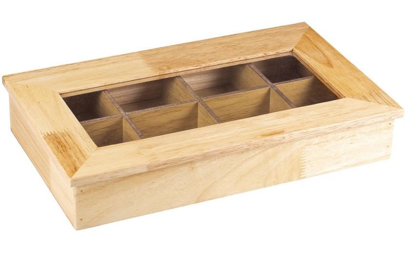 Kadastar Teebeutelbox Bambus, 8 Fächer, 33,5 × 20,3 × 6 cm