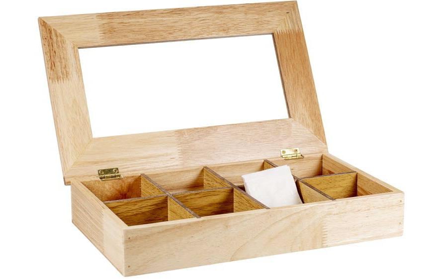 Kadastar Teebeutelbox Bambus, 8 Fächer, 33,5 × 20,3 × 6 cm