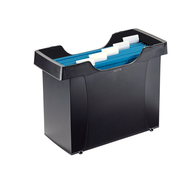 Leitz Aufbewahrungsbox – für A4, 20 Hängemappen, stapelbar, schwarz, B 395 × H 273 × T 170 mm