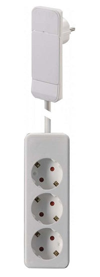 Bachmann Steckdosenleiste – 3× Schuko (Typ E/F), 1,6 m, ohne Schalter, weiss