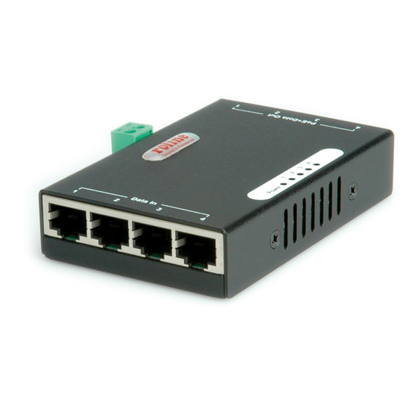 ROLINE PoE-Injektor – 4×GbE, PoE+ 120 W, Schwarz