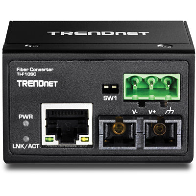 TRENDnet TI-F10SC Medienkonverter SC zu RJ-45 – 100 Mbit/s, Multimode 1310 nm, bis 2 km – IP40, Metallgehäuse