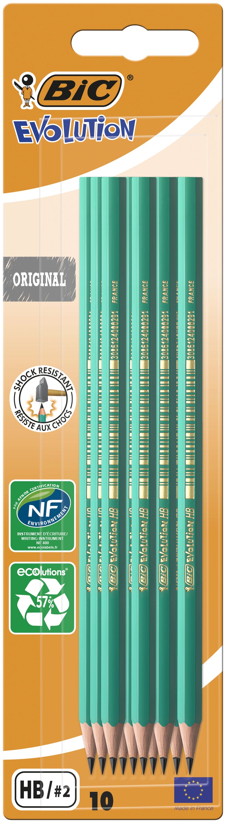 BIC Evolution Bleistifte HB, sechskantig – 10er-Set