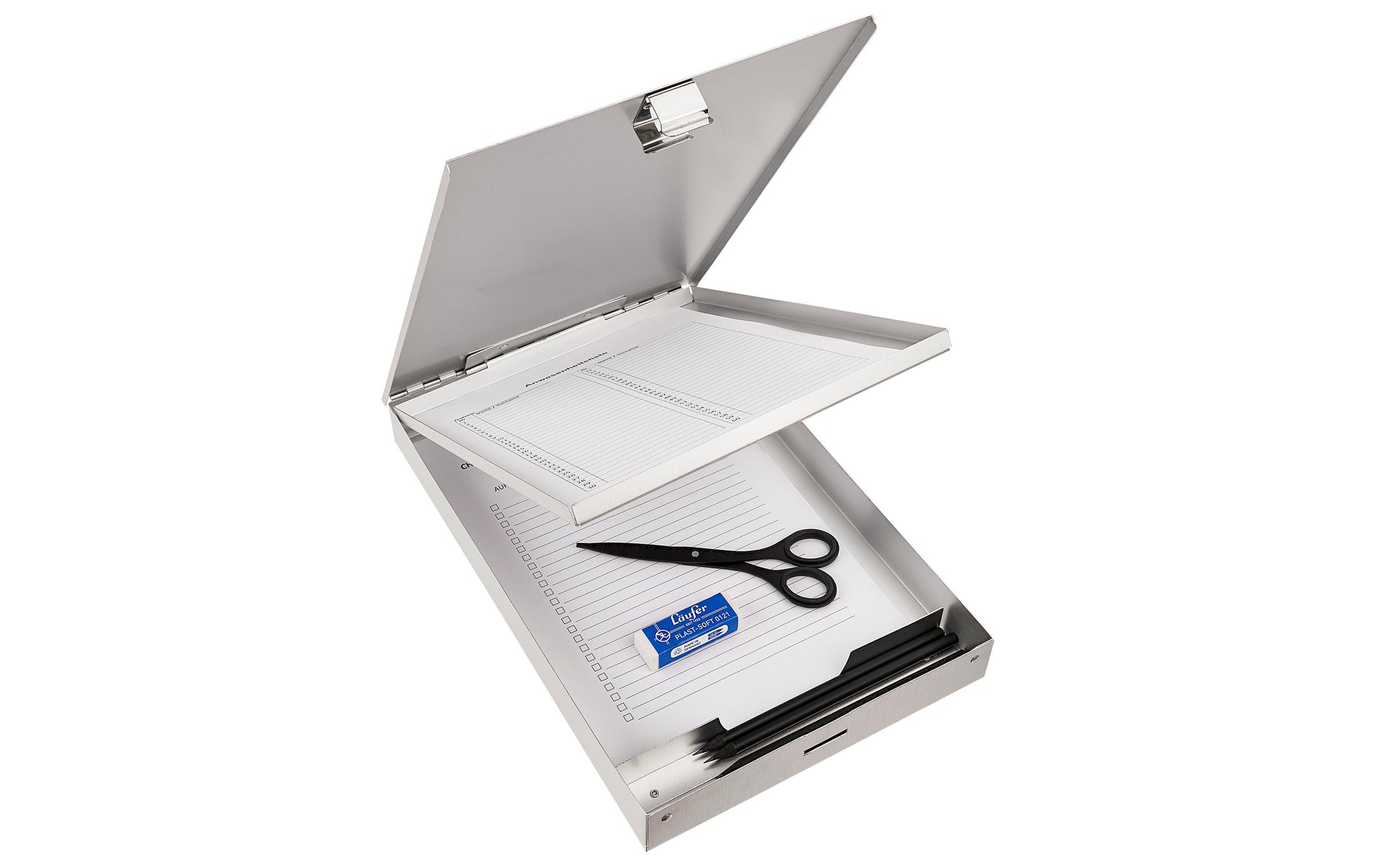 Laufer Läufer Formularhalter mit Box für A4, Aluminium – 1 Stk