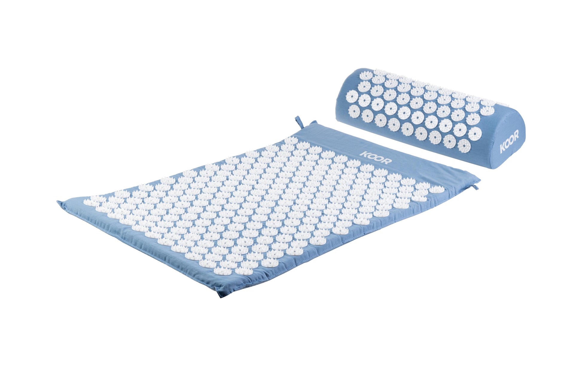 KOOR Akupressurmatte mit Kissen – Shiatsu – Matte 42 × 66 cm, Kissen 39 × 10 cm – Blau