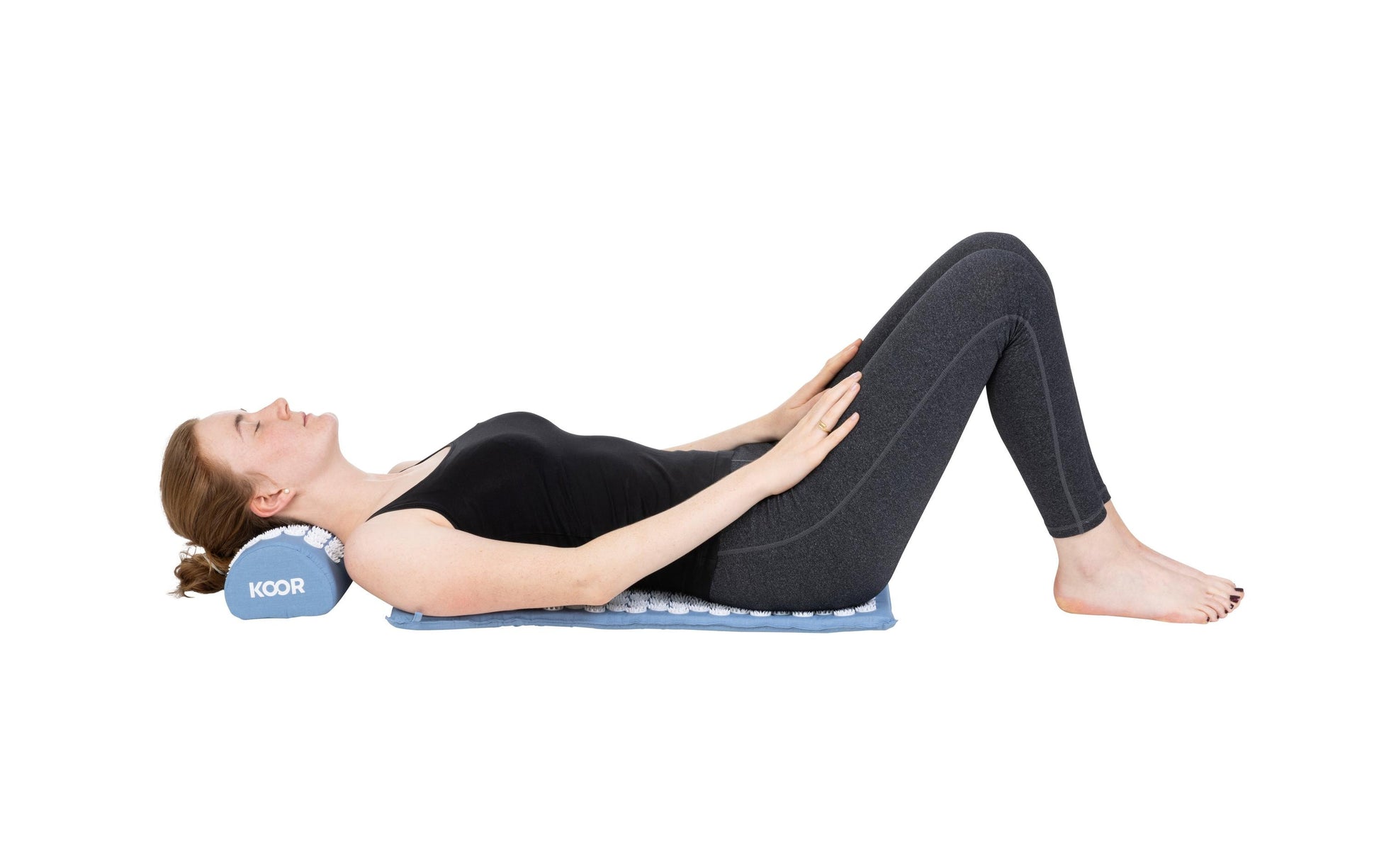 KOOR Akupressurmatte mit Kissen – Shiatsu – Matte 42 × 66 cm, Kissen 39 × 10 cm – Blau