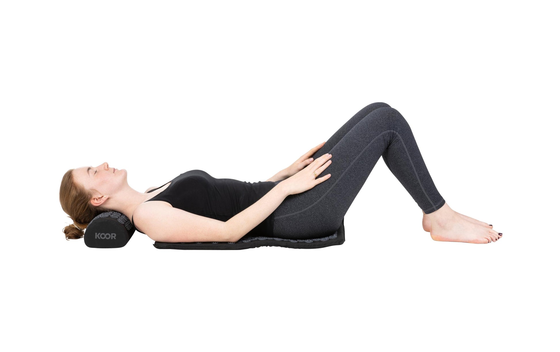 KOOR Akupressurmatte mit Kissen – Shiatsu – Matte 42 × 66 cm, Kissen 39 × 10 cm –  – Schwarz