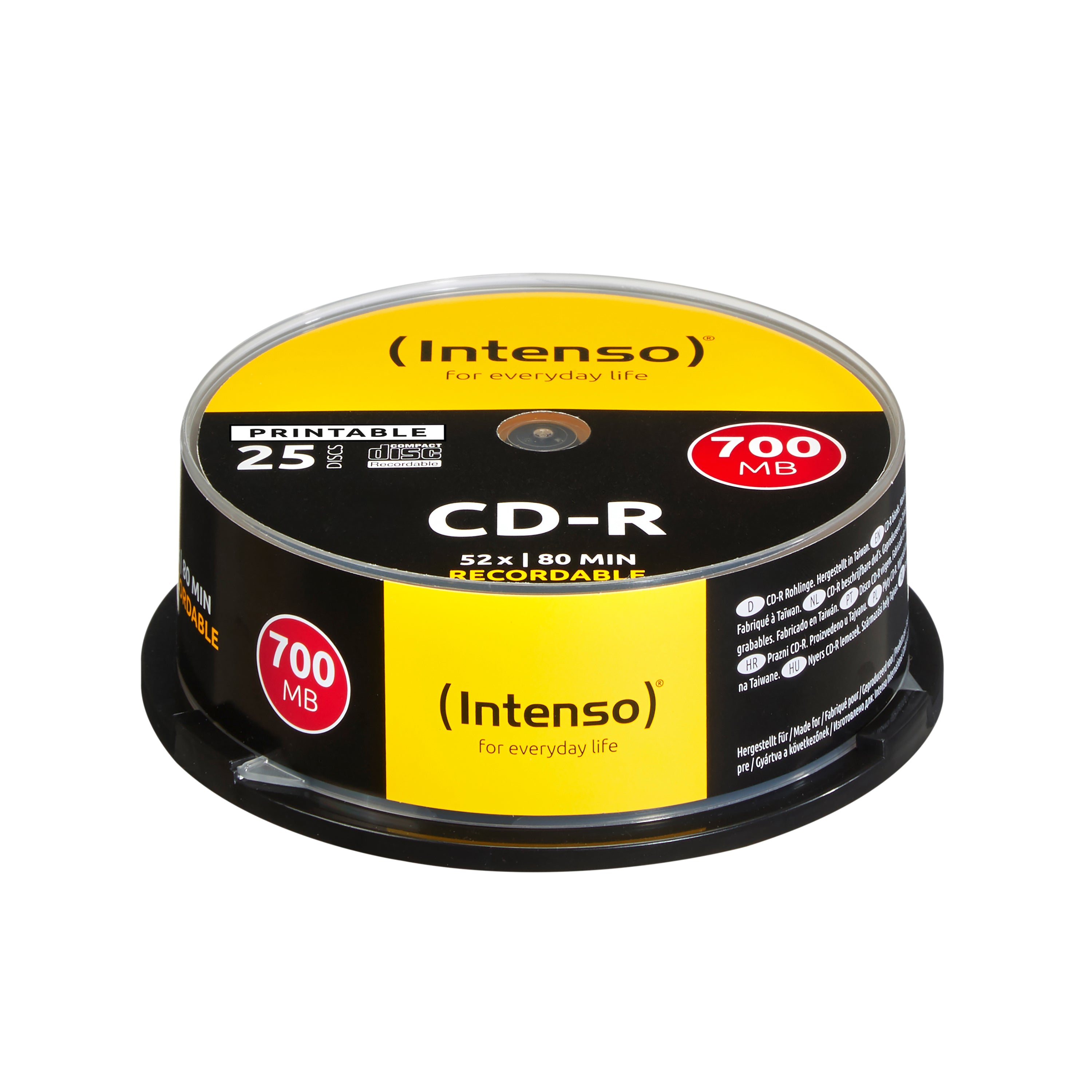 Intenso CD-R 700 MB – 52×, bedruckbar, 25er Pack
