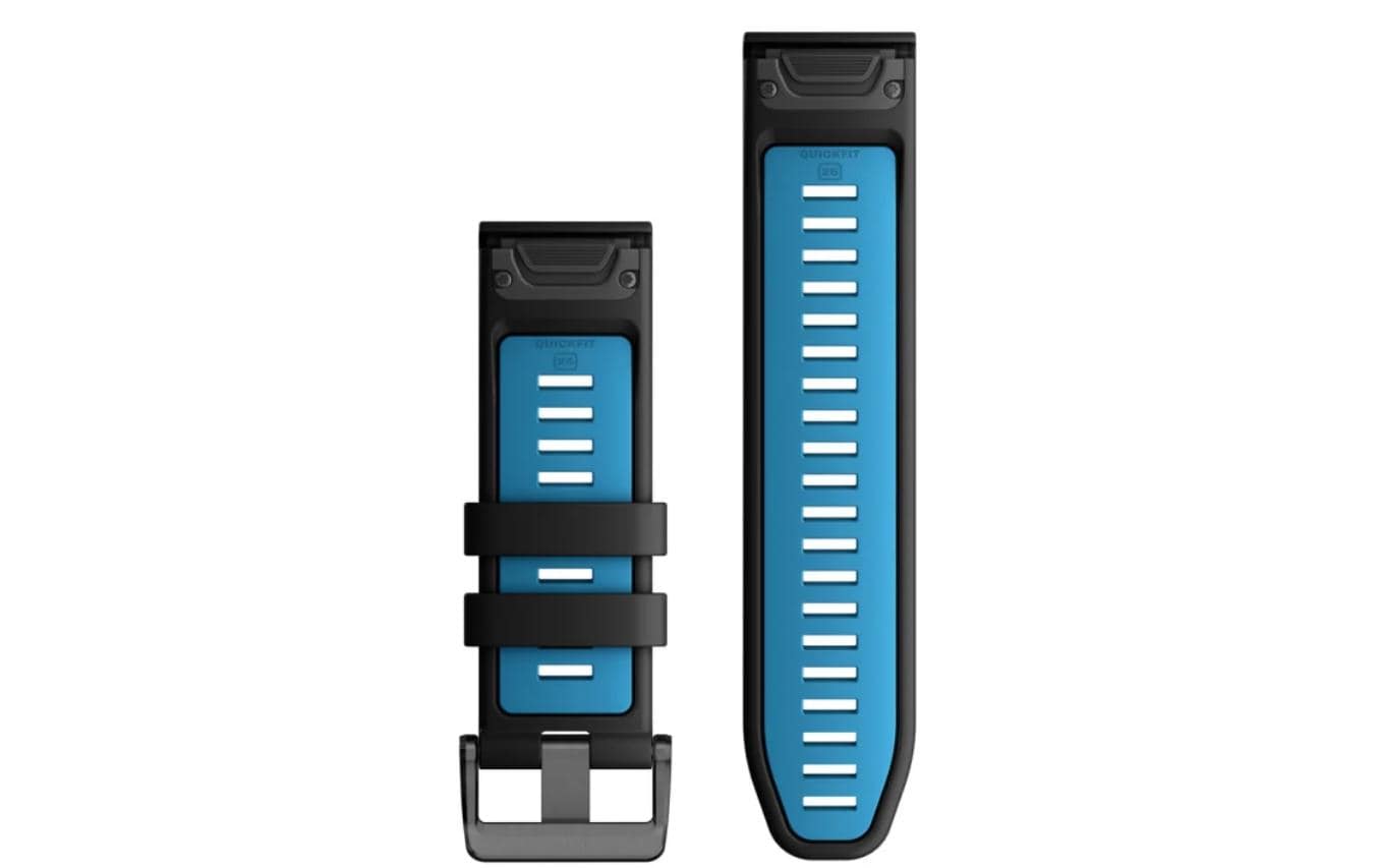 Garmin fenix 7X 26 mm – Silikon, Schwarz/Blau, für Garmin fēnix, epix, Descent