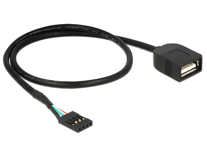 DeLOCK USB-Pinheader-auf-USB-A-Kabel – USB 2.0 (480 Mbit/s) – 0,4 m – Schwarz