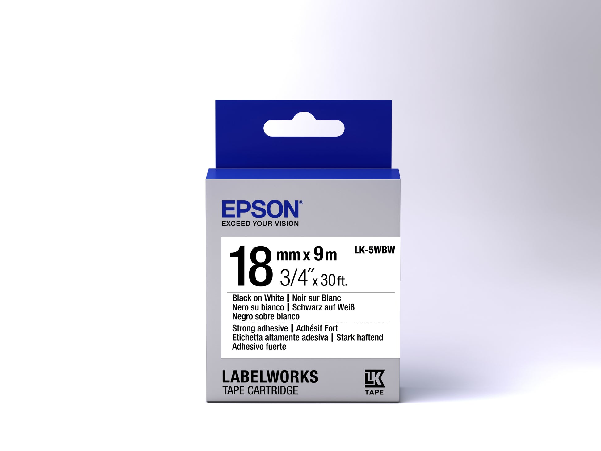 Epson Schriftband – 18 mm × 9 m, weiss, schwarz – LK-5WBW