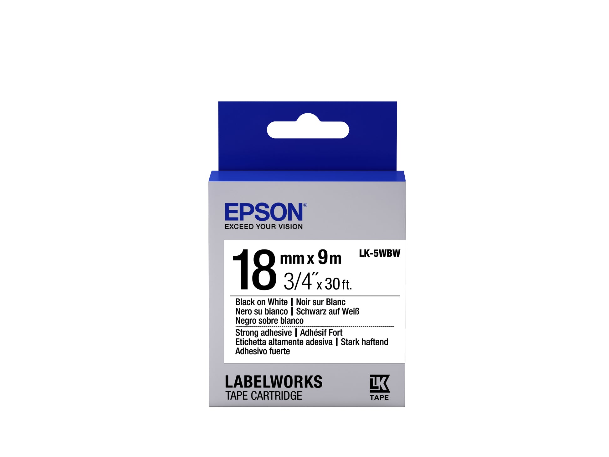 Epson Schriftband – 18 mm × 9 m, weiss, schwarz – LK-5WBW