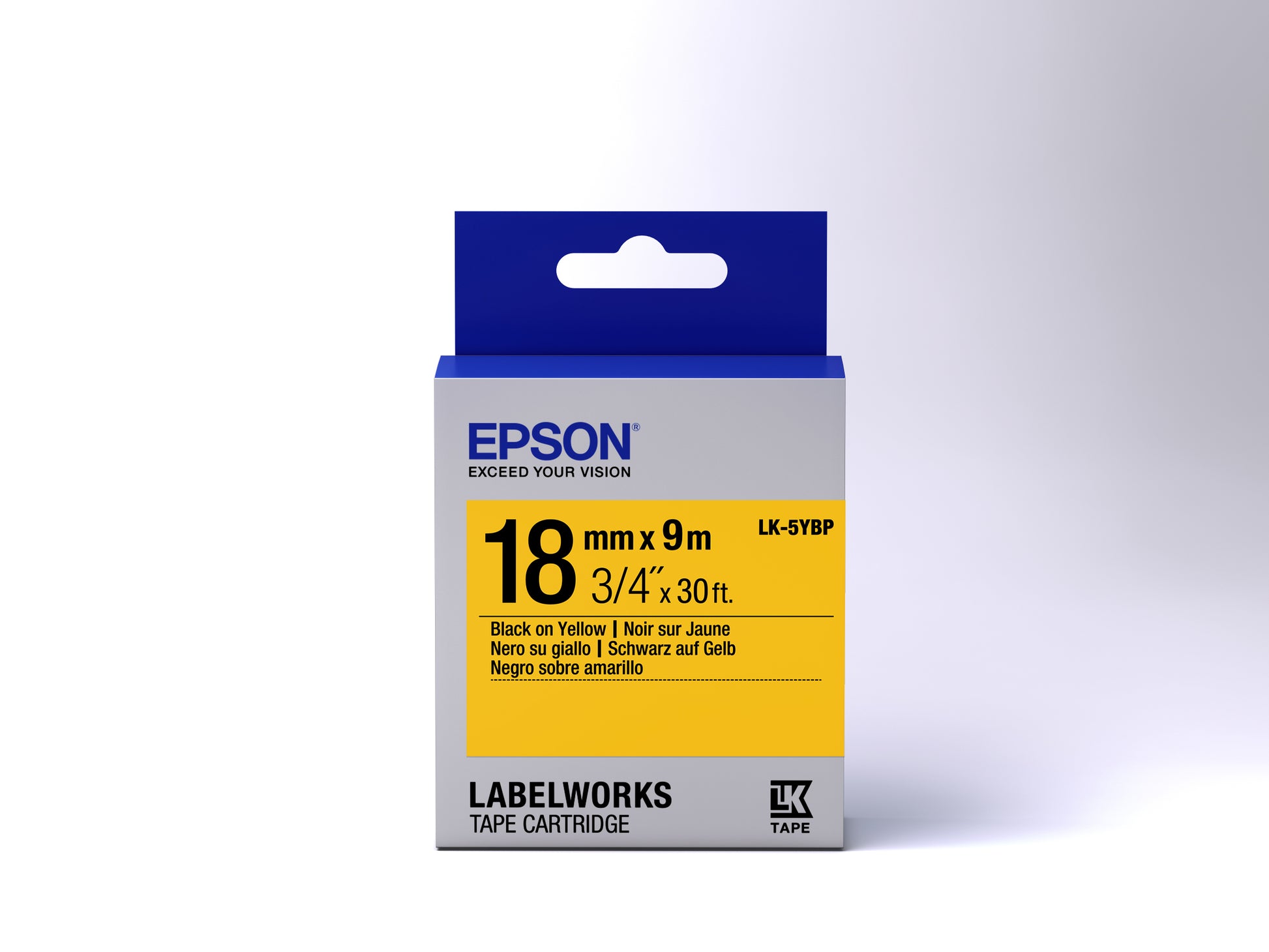 Epson Schriftband – 18 mm × 9 m, gelb, schwarz – LK-5YBP
