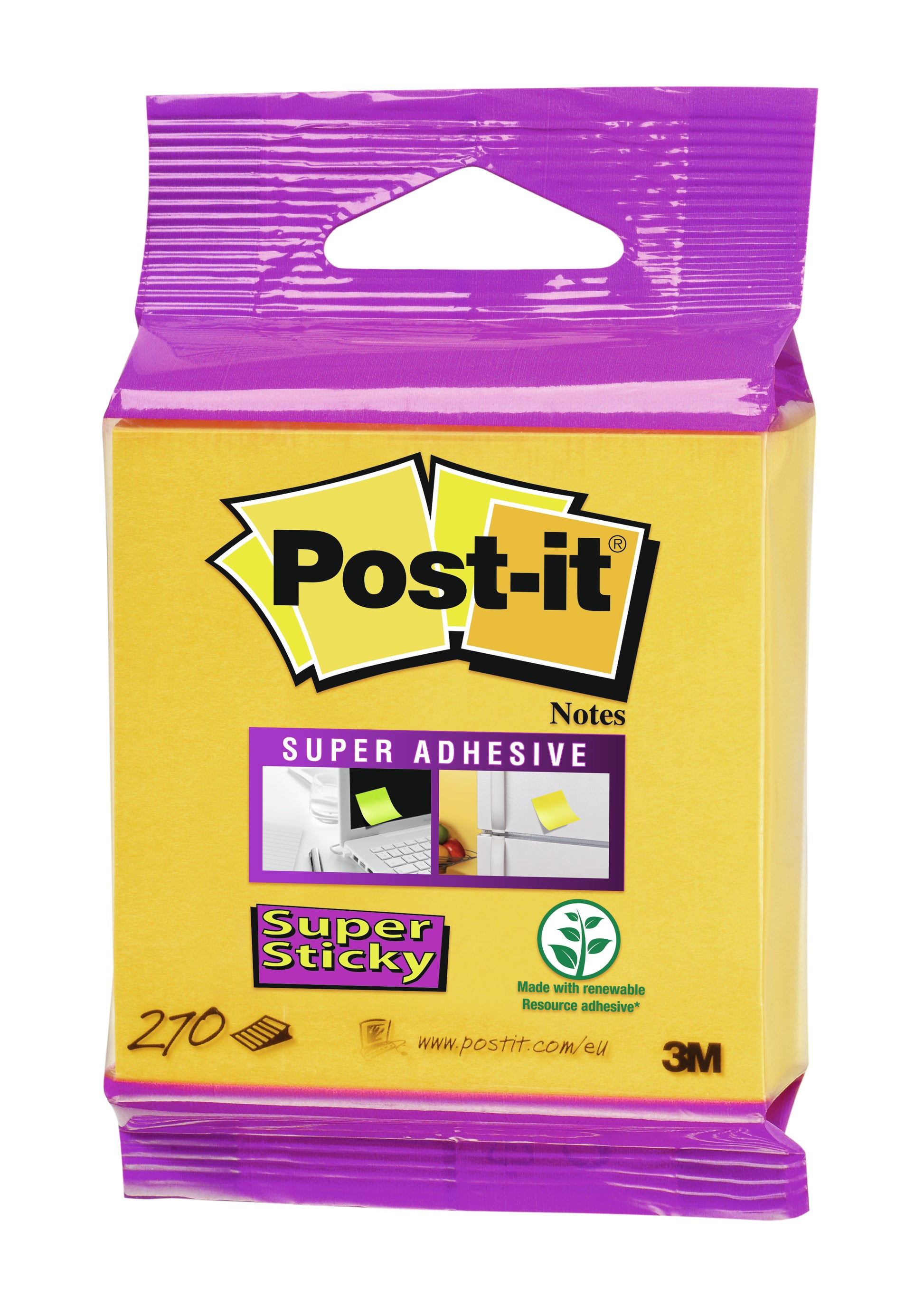 Post-it Haftnotizen Super Sticky – 76×76 mm – Narzissengelb, 270 Blatt, PEFC