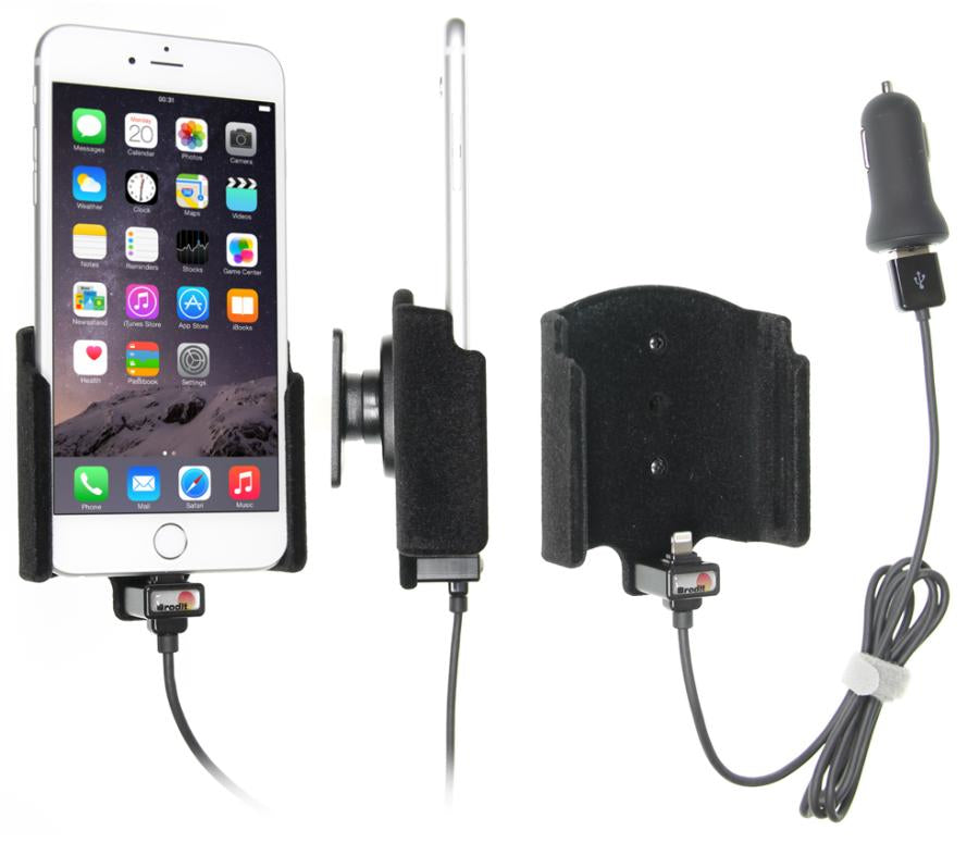 Brodit Auto-Halterung mit Zigarettenanzünder-Stecker, neigbar – für iPhone 6S/7 Plus – Schwarz, ABS