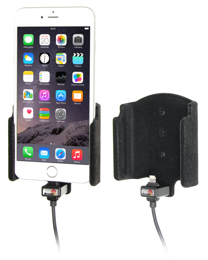 Brodit Auto-Halterung mit Zigarettenanzünder-Stecker, neigbar – für iPhone 6S/7 Plus – Schwarz, ABS
