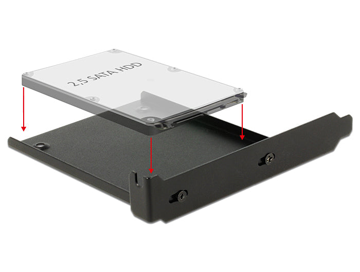 Delock Einbaurahmen 1× 2,5" im PCI/PCIe Slot, SATA – für Universalgehäuse, Schwarz, Metall